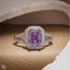 Purple Cushion Cut Halo Engagement Ring with Pavé Split Shank