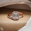 Emerald Cut Halo Engagement Ring with Pavé Accent Band