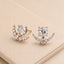 Round Center Stud Earrings with Curved Pavé Diamond Jackets, 2.00 CT Diamond Weight, 4 g Metal Weight