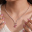 Tennis Necklace with Double Pear Drop Pendant