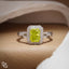 Radiant Cut Yellow Diamond Halo Ring – Fancy Yellow Diamond Engagement Ring in White Gold | Split Shank Statement Ring for Women