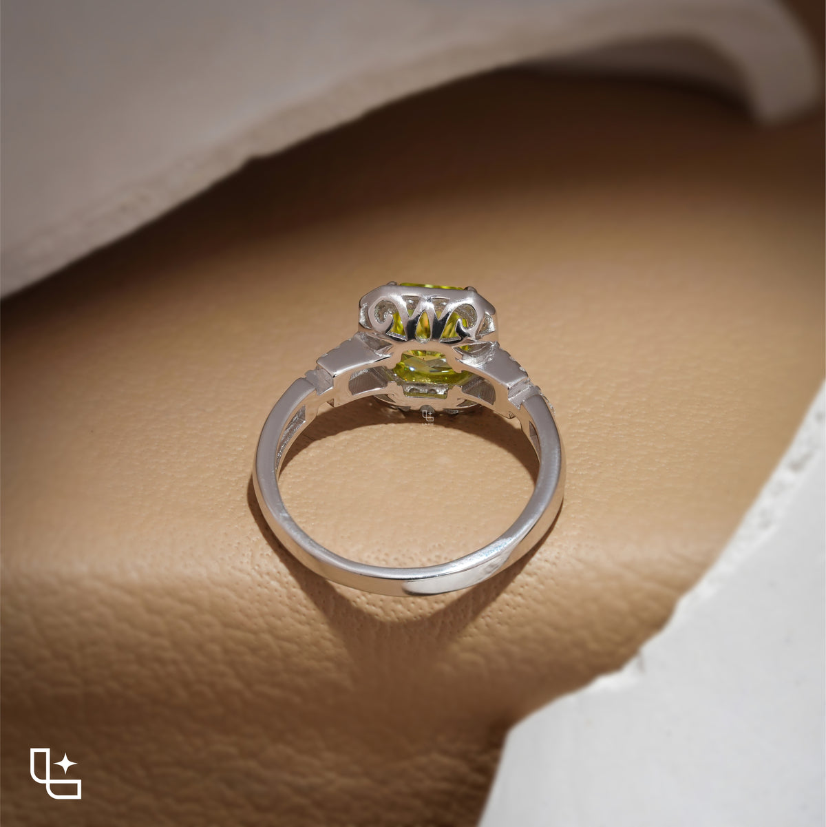 Radiant Cut Yellow Diamond Halo Ring – Fancy Yellow Diamond Engagement Ring in White Gold | Split Shank Statement Ring for Women