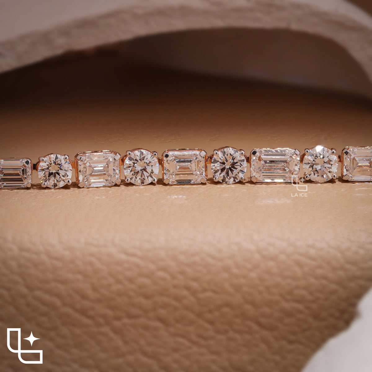Round and Emerald Cut Alternating Tennis Necklace