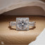 Asscher Cut Halo Engagement Ring with Baguette Side Stones