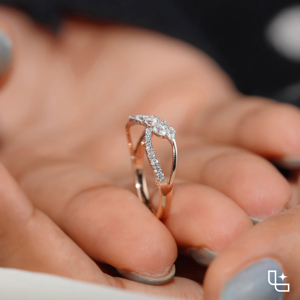 Round Halo Ring with Blue Accent Stones and Pavé Split Shank, 1.25 CT Total Diamond Weight