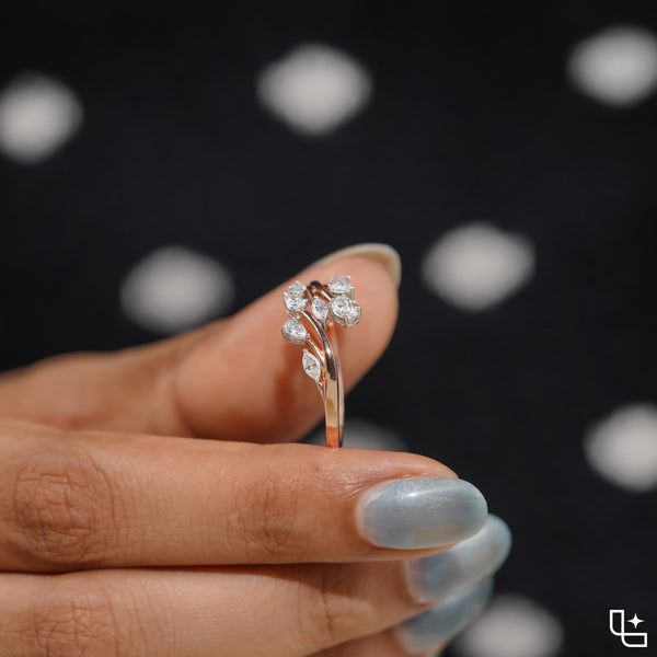 Multi-Shape Diamond Bypass Ring with Curved Bands and Mixed-Cut Stones – 2.00 CT Total Diamond Weight, 4.00 g Metal Weight