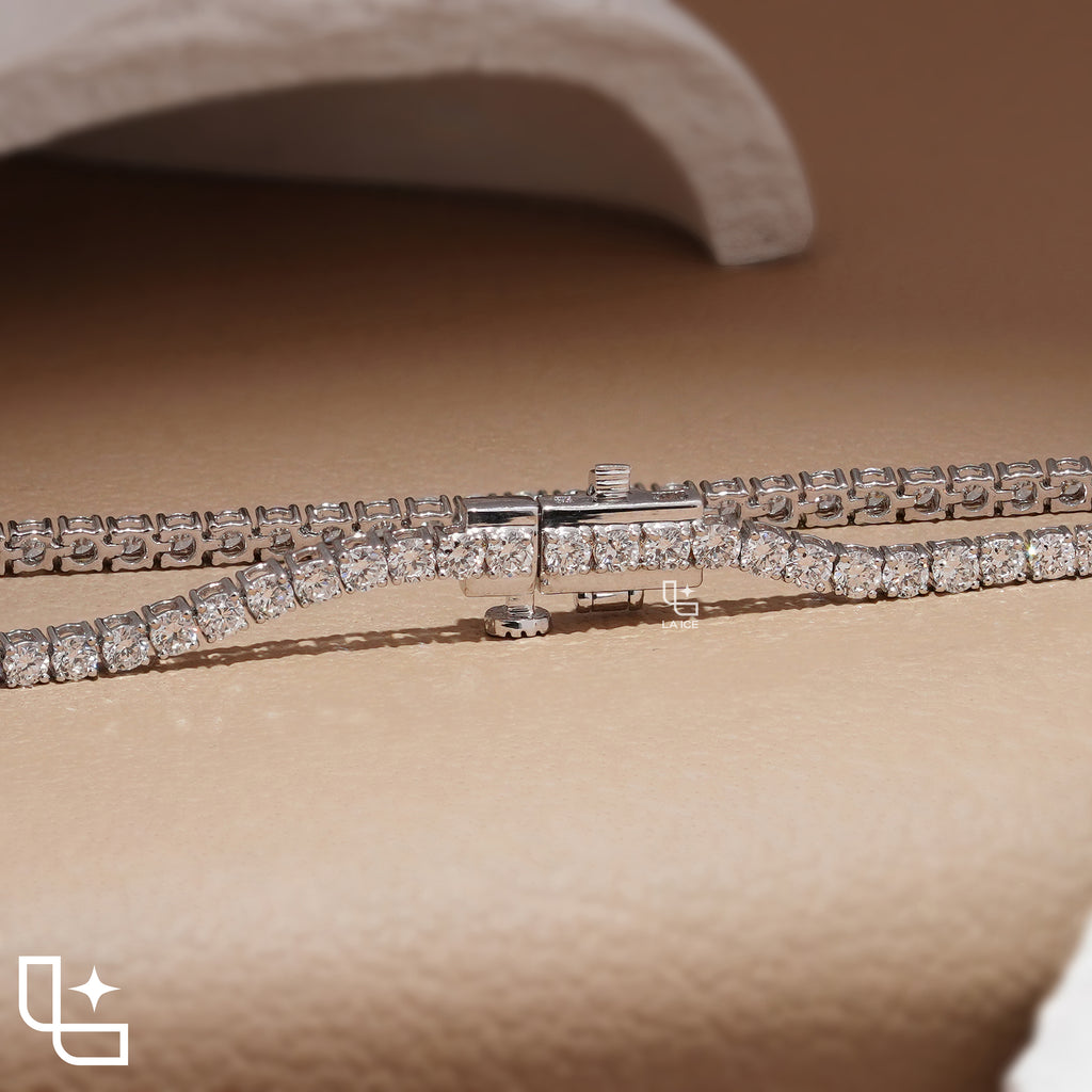 Round Cut Tennis Bracelet with Classic Link Design, 3 CT Diamonds, 5 g Metal