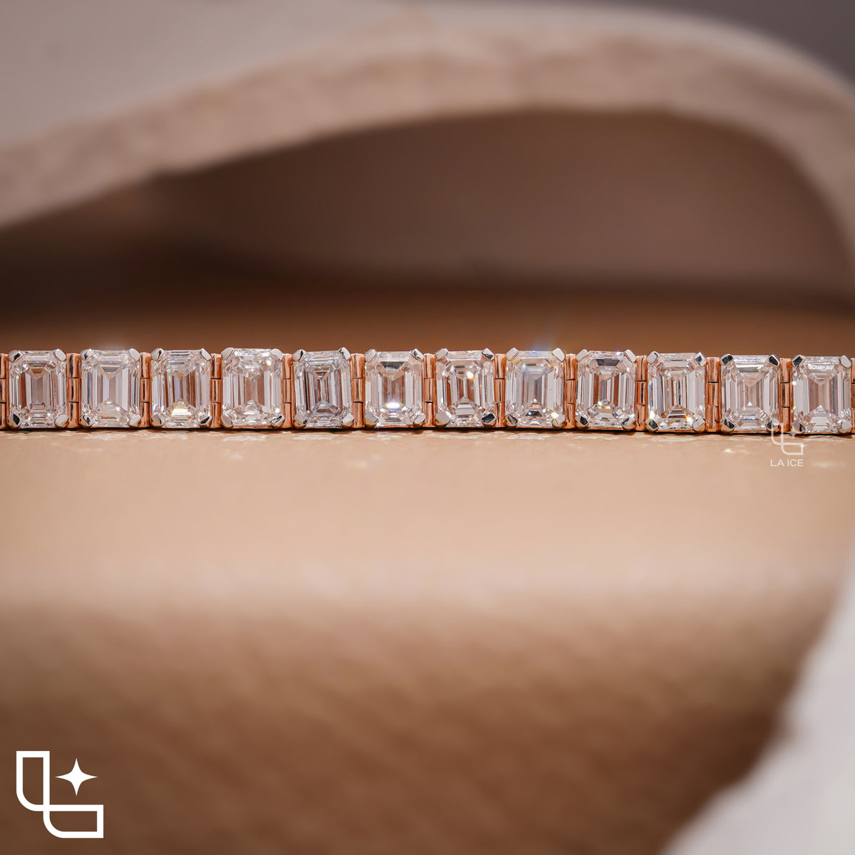 Emerald Cut Tennis Bracelet with Classic Diamond Links, 12 CT Diamond Weight, 16 g Metal Weight