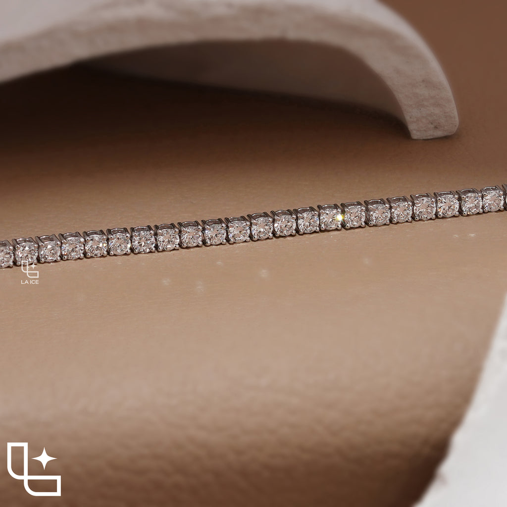 Round Cut Tennis Bracelet with Classic Link Design, 3 CT Diamonds, 5 g Metal