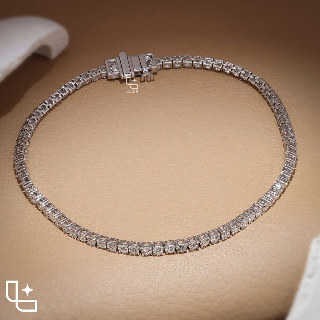Round Cut Tennis Bracelet with Classic Link Design, 3 CT Diamonds, 5 g Metal