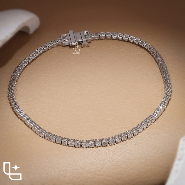 Round Cut Tennis Bracelet with Classic Link Design, 3 CT Diamonds, 5 g Metal