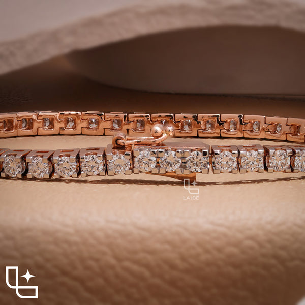 Emerald Cut Tennis Bracelet with Classic Diamond Links, 10 CT Diamond Weight, 14 g Metal Weight