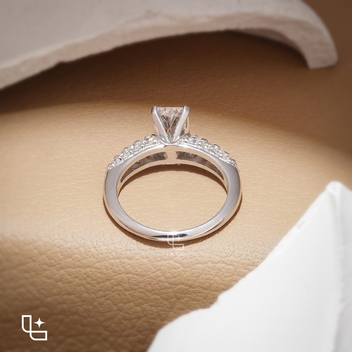 Radiant Cut Engagement Ring with Sparkling Pavé Band