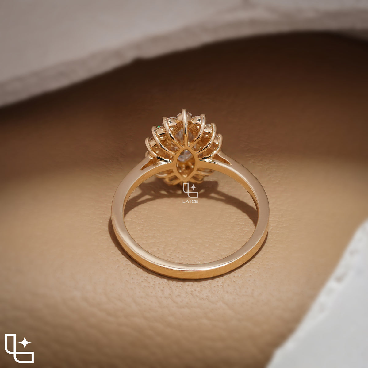 Marquise Halo Engagement Ring with Floral Inspired Diamond Accents
