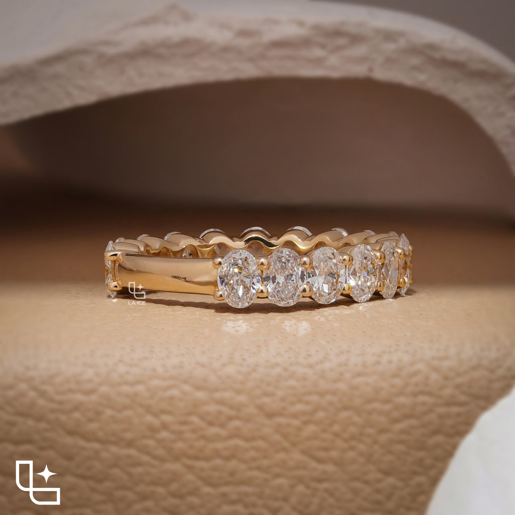 Oval Cut Eternity Band Ring with Continuous Stone Design