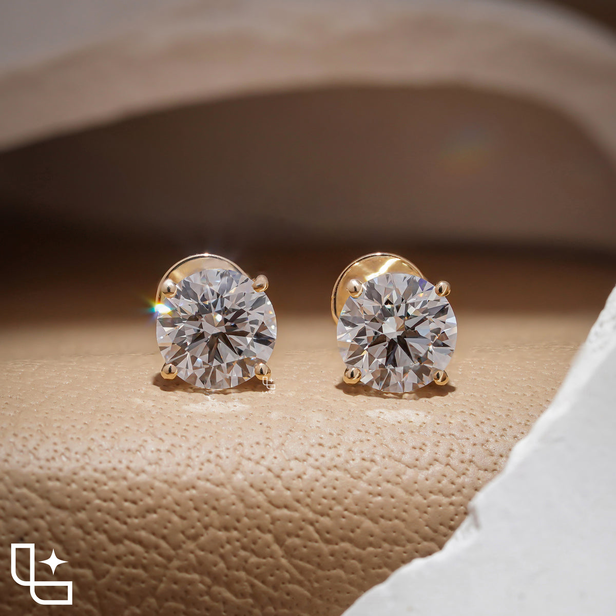 Round Cut Solitaire Stud Earrings with Classic Four Prong Setting, 1.00 CT Total Diamond Weight Main image