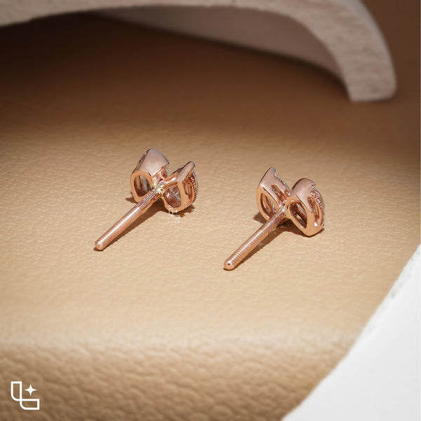 Marquise Cut Stud Earrings with Double Stone Petal Design, 1.50 CT Total Diamond Weight