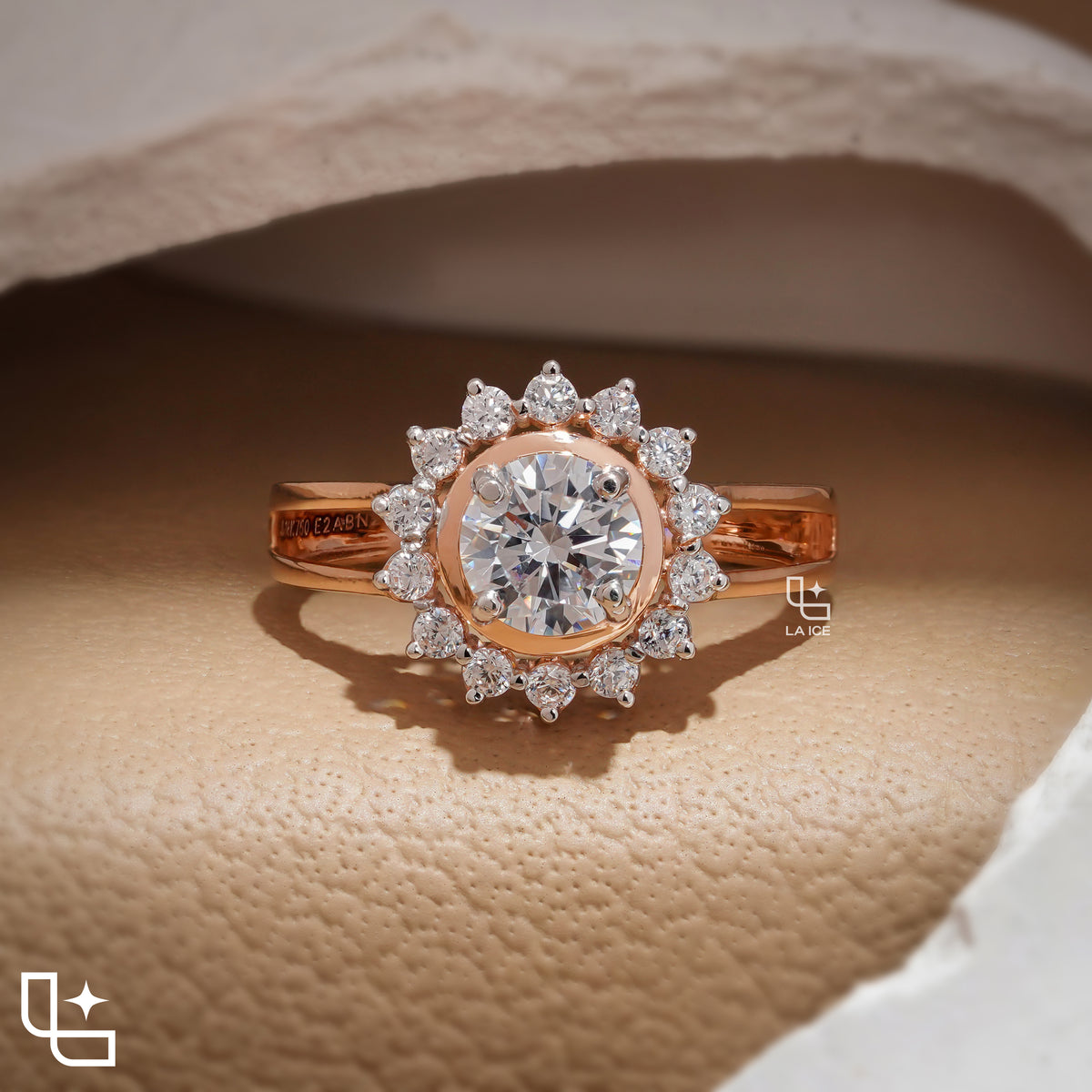 Round Cut Halo Engagement Ring with Sparkling Accent Stones Main image