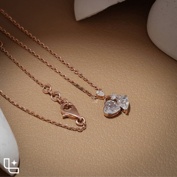 Heart & Pear Diamond Pendant Necklace – Rose Gold Diamond Necklace | Romantic Multi-Stone Diamond Pendant for Women
