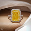 Yellow Radiant Cut Halo Ring with Pavé Band