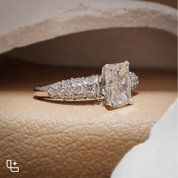 Radiant Cut Engagement Ring with Sparkling Pavé Band