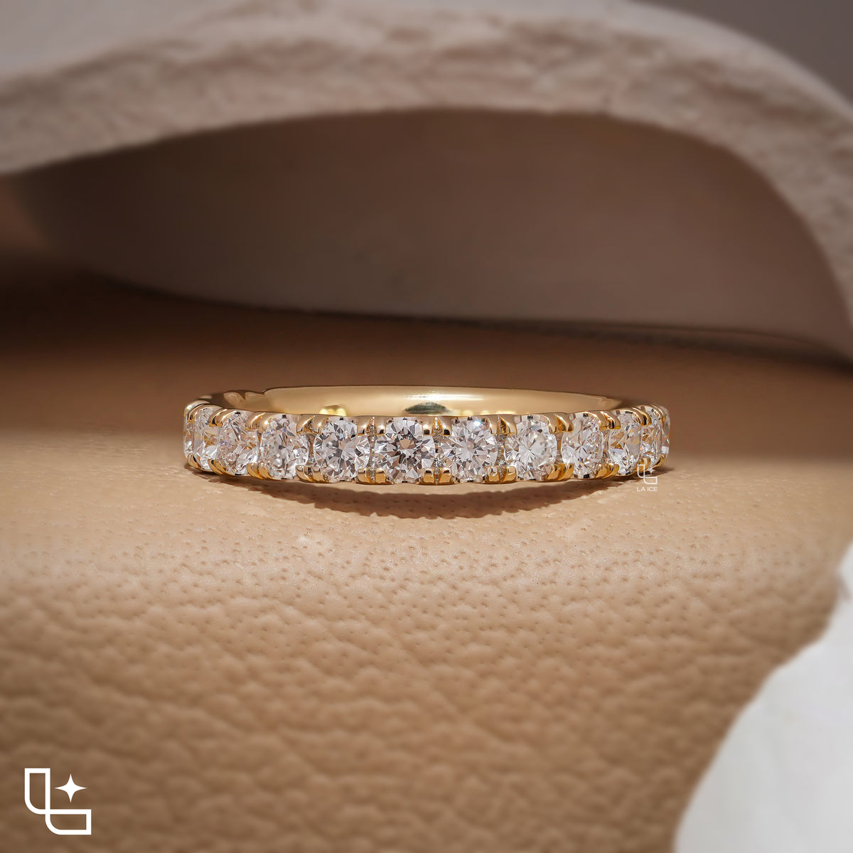 Round Cut Half Eternity Band Ring, Classic Diamond Wedding Band Main image