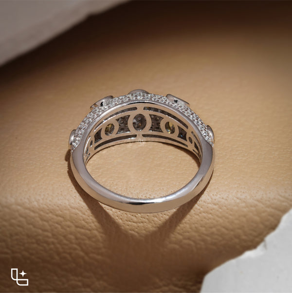 Yellow Oval and Pear Cut Pavé Statement Band Ring