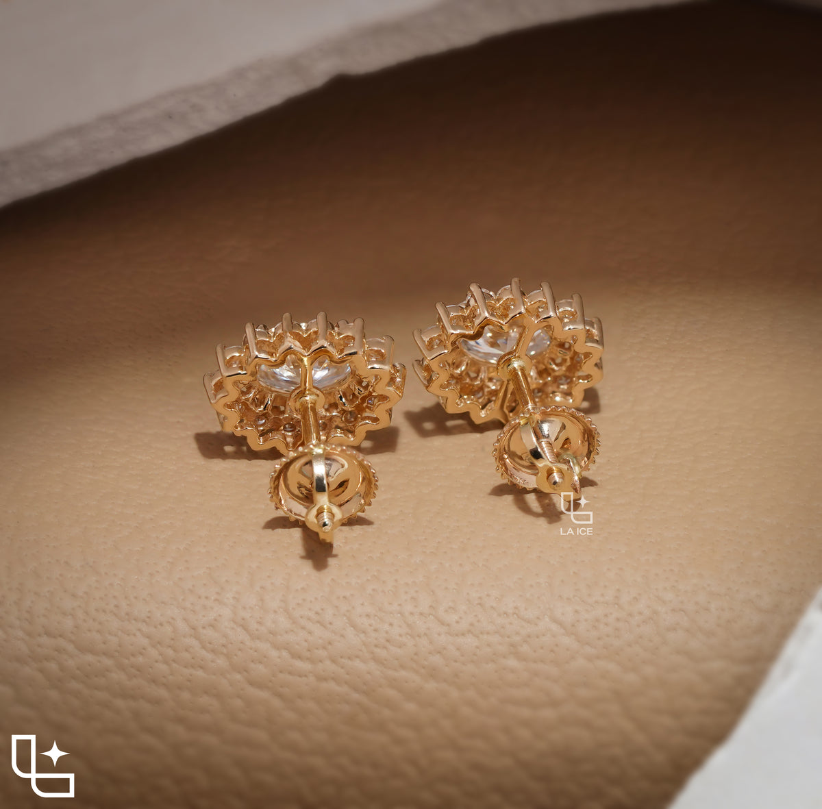 Oval Cut Halo Stud Earrings with Radiant Round Stone Accents, 2.00 CT Total Diamond Weight