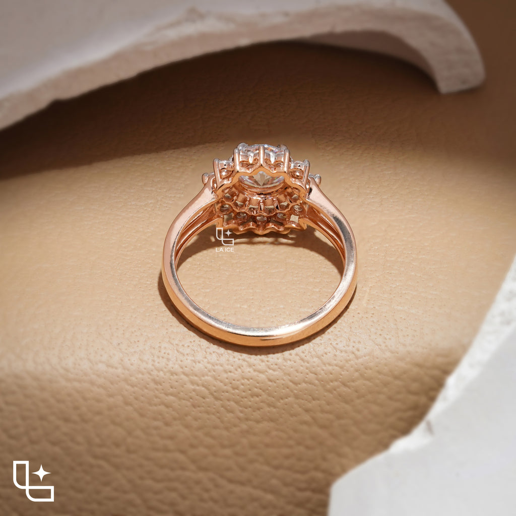 Round Cut Halo Engagement Ring with Sparkling Accent Stones