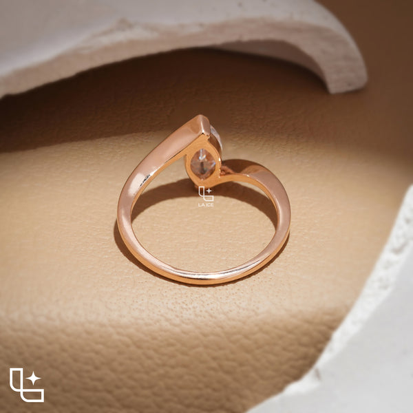 Marquise Cut Solitaire Engagement Ring with Modern Bypass Band Design
