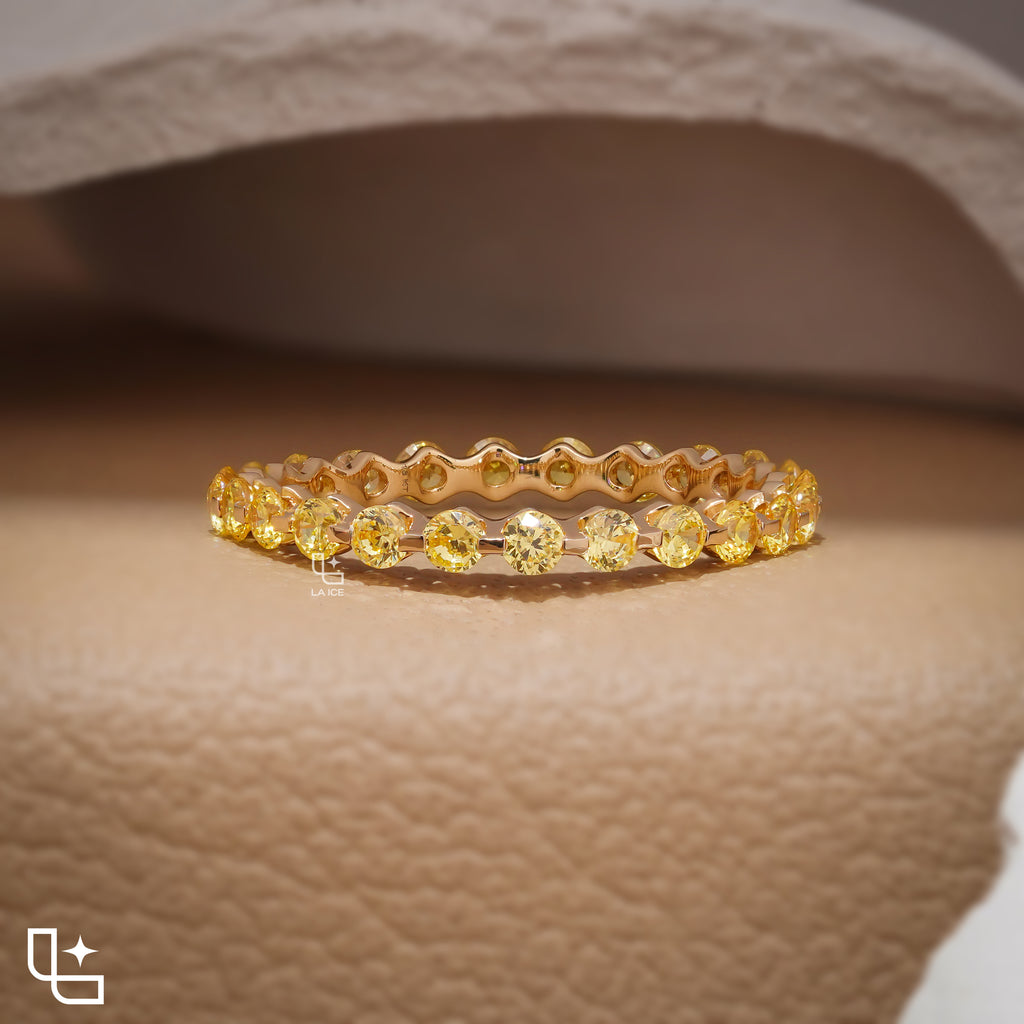Round Cut Eternity Band Ring, Full Circle Sparkling Stone Wedding Band