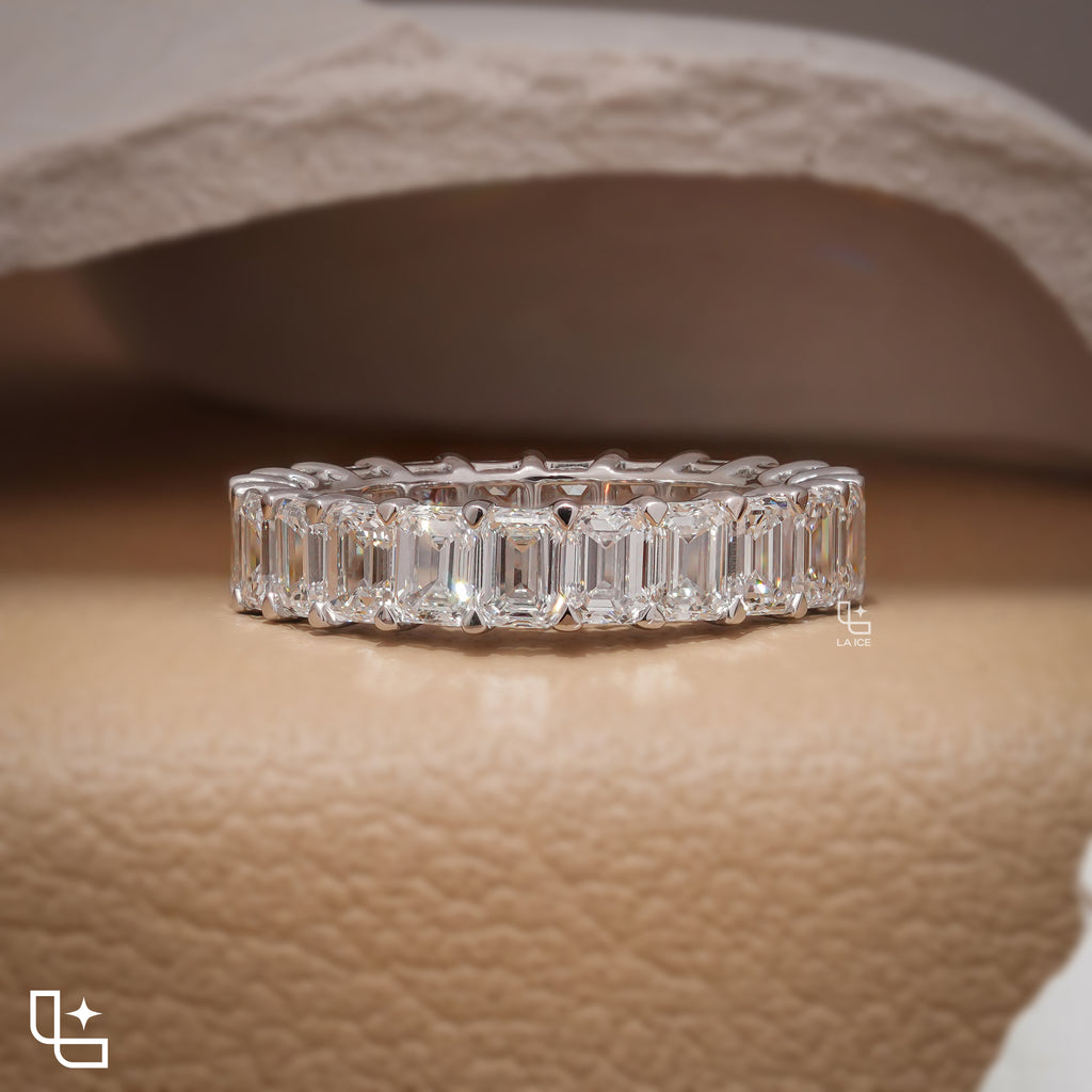 Baguette Cut Eternity Band Ring, Classic Full Circle Statement Ring