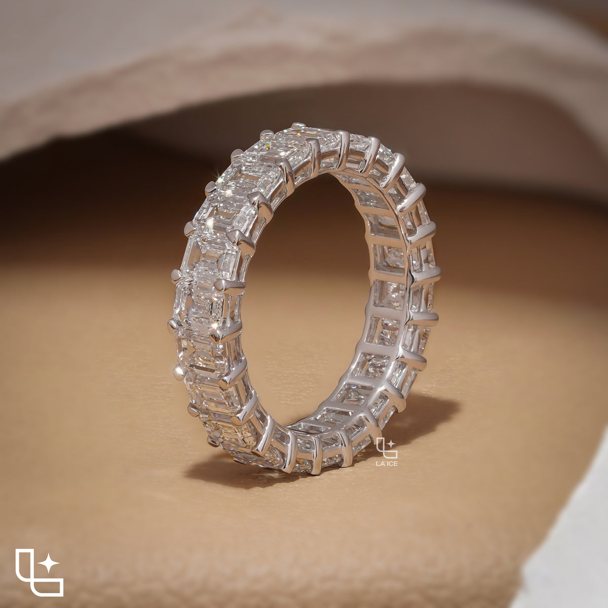 Baguette Cut Eternity Band Ring, Classic Full Circle Statement Ring
