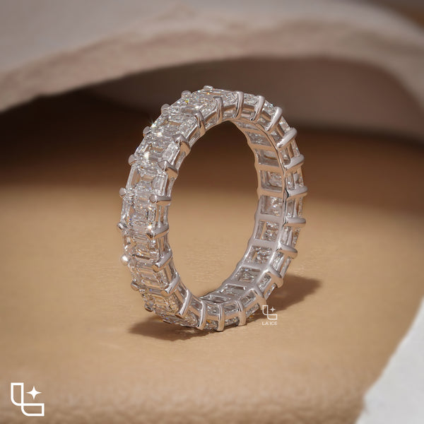 Baguette Cut Eternity Band Ring, Classic Full Circle Statement Ring