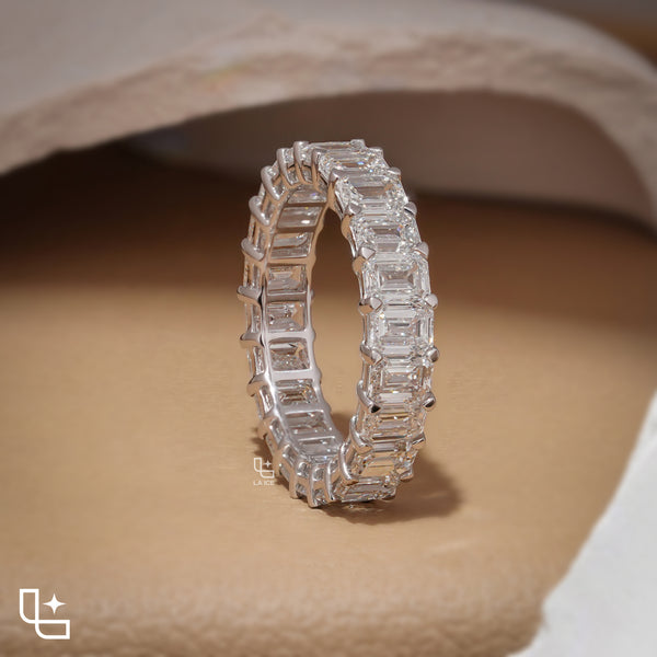 Baguette Cut Eternity Band Ring, Classic Full Circle Statement Ring
