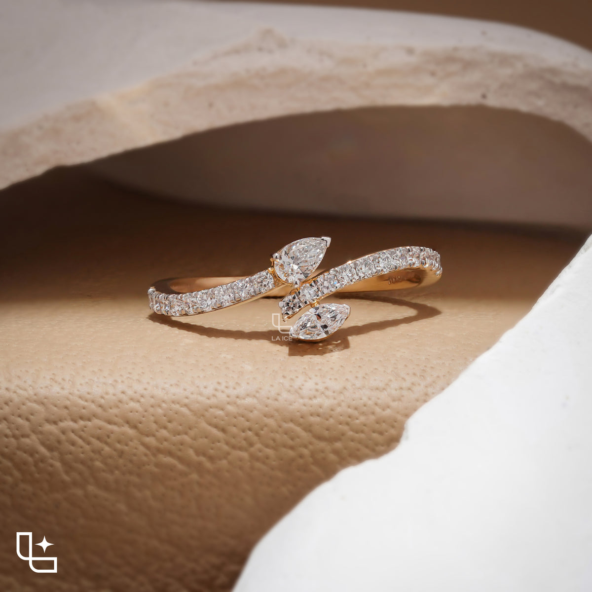 Marquise Cut Bypass Ring with Pavé Band – 1.10 CT Total Diamond Weight Main image