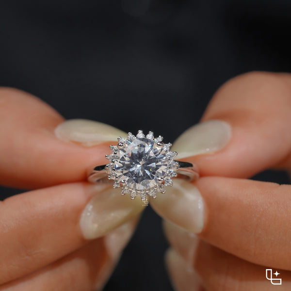 Round Halo Engagement Ring with Sparkling Accent Stones