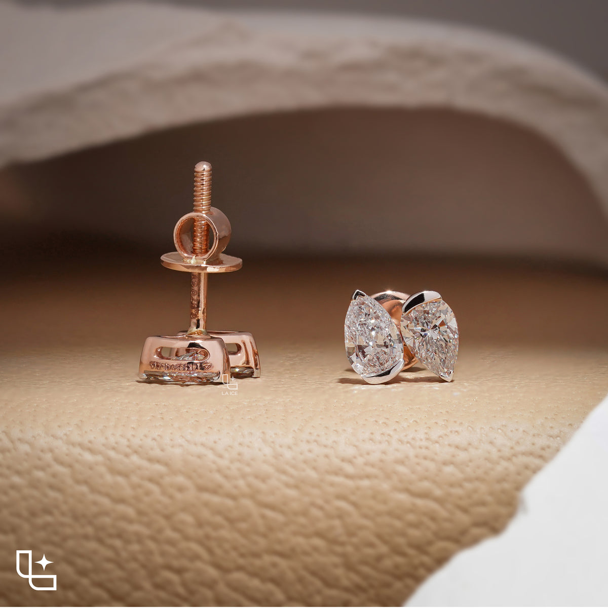 Marquise Cut Stud Earrings with Double Stone Petal Design, 1.50 CT Total Diamond Weight