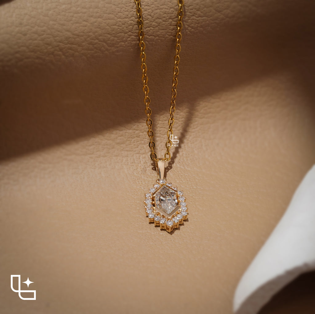 Marquise Halo Pendant Necklace with Sparkling Diamond Accents – 1.50 CT Total Diamond Weight