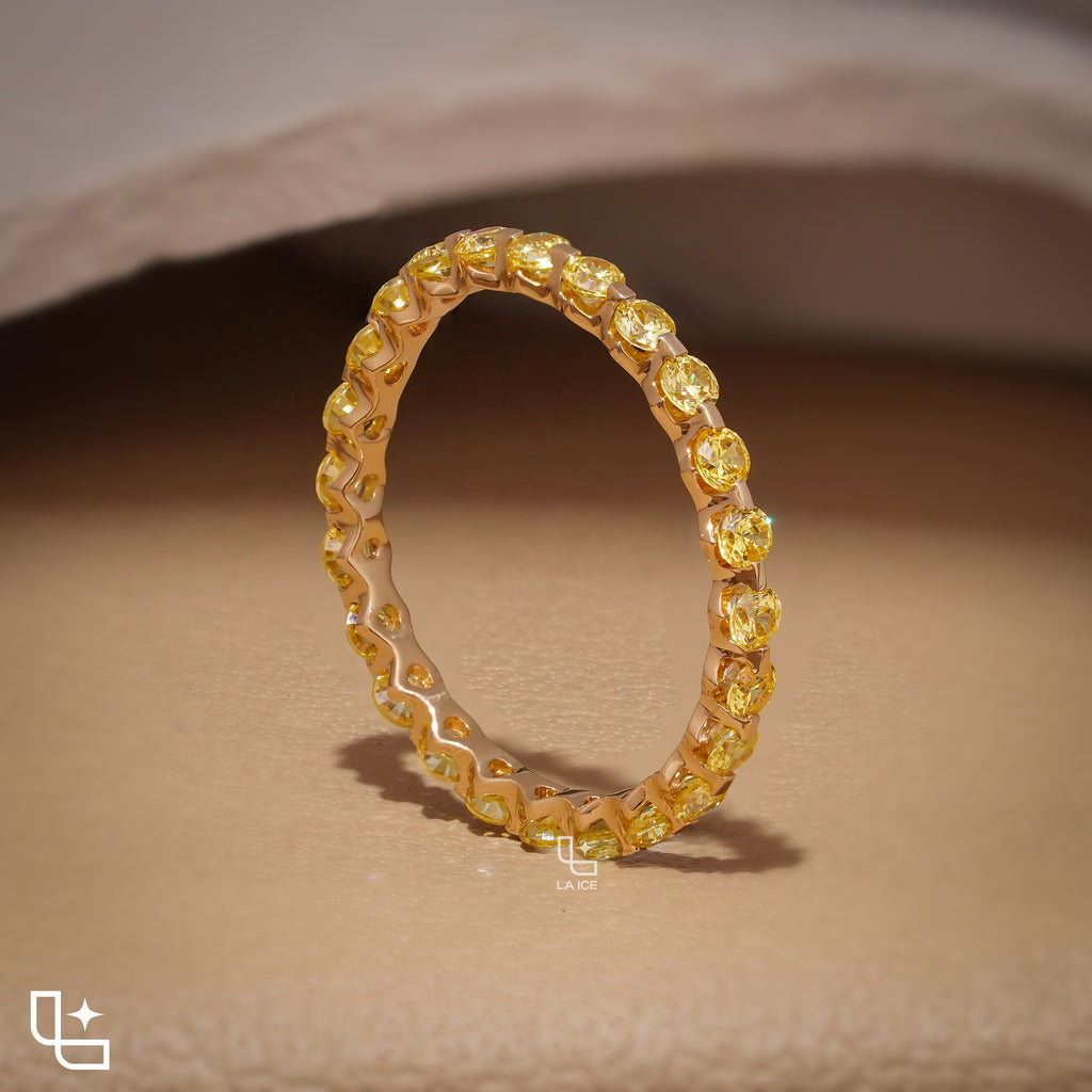 Round Cut Eternity Band Ring, Full Circle Sparkling Stone Wedding Band