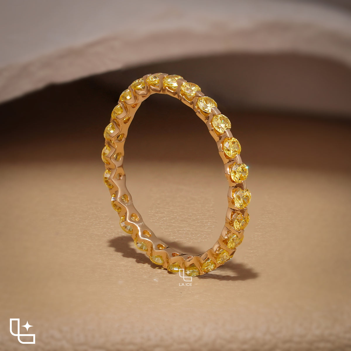 Round Cut Eternity Band Ring, Full Circle Sparkling Stone Wedding Band