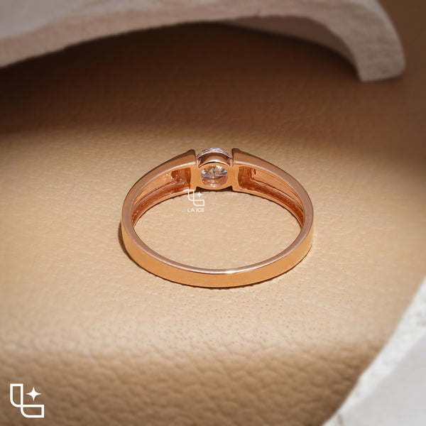 Round Cut Men's Ring with Geometric Open Band and Polished Finish