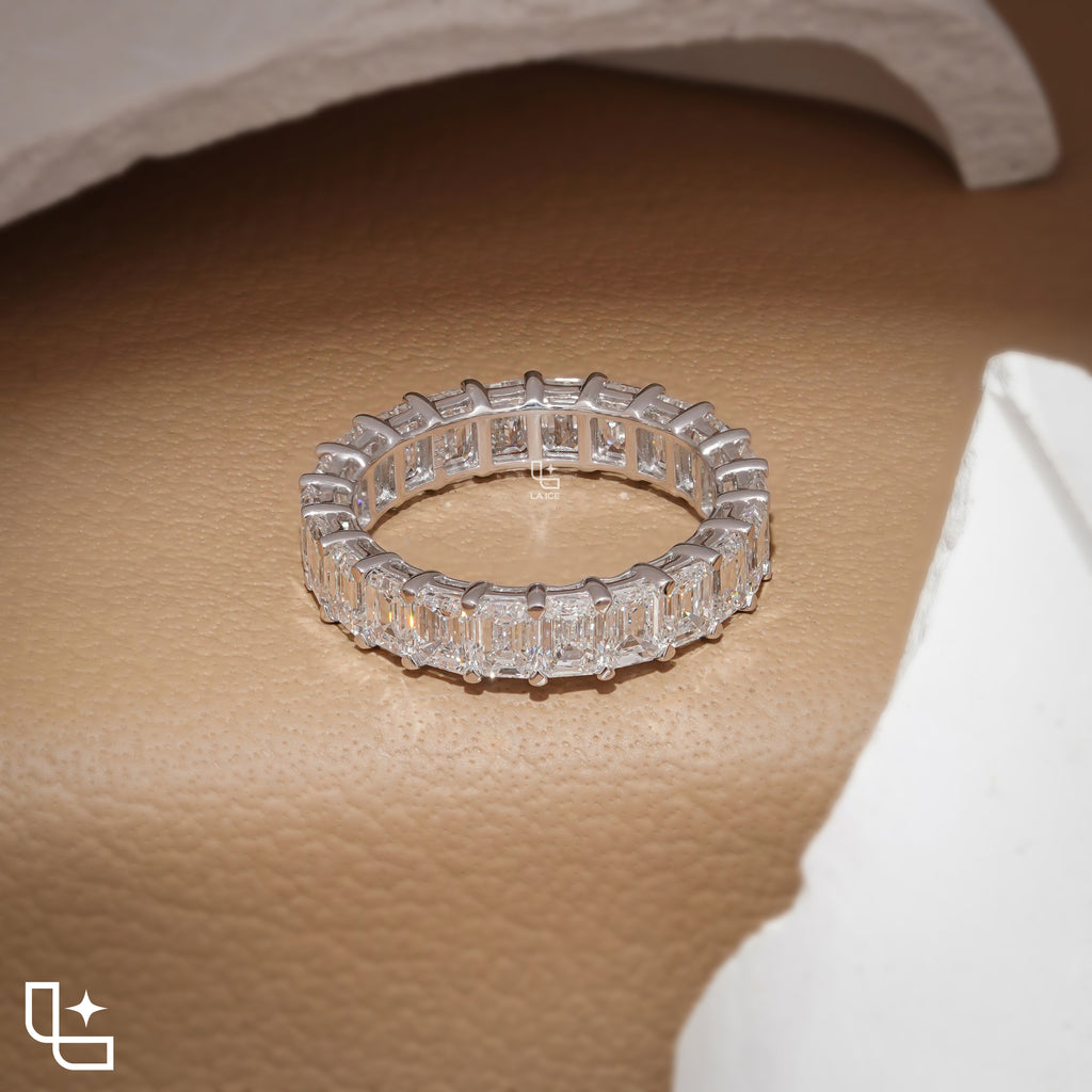 Baguette Cut Eternity Band Ring, Classic Full Circle Statement Ring