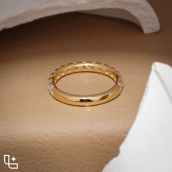 Round Cut Half Eternity Band Ring, Classic Diamond Wedding Band