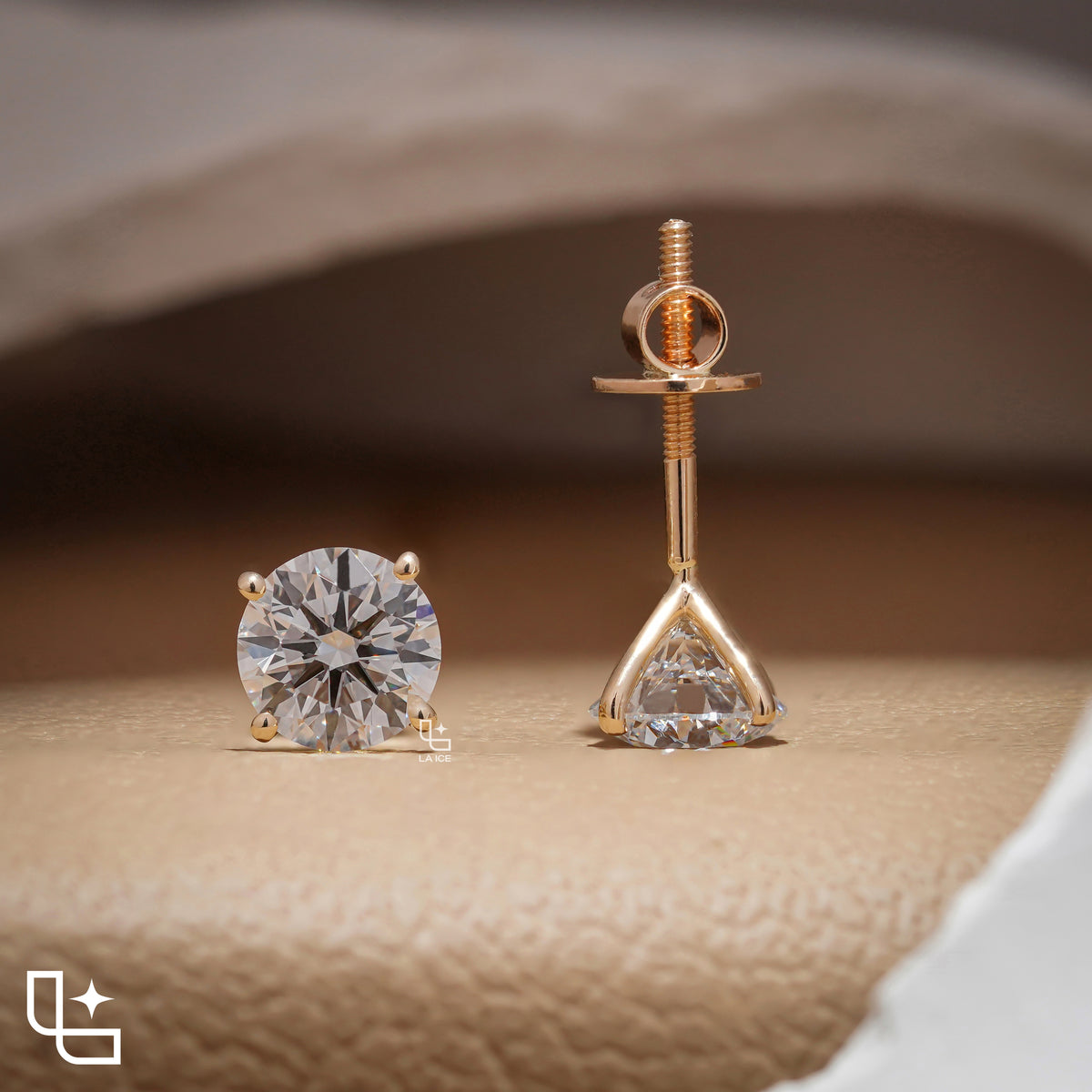 Round Cut Solitaire Stud Earrings with Classic Four Prong Setting, 1.00 CT Total Diamond Weight