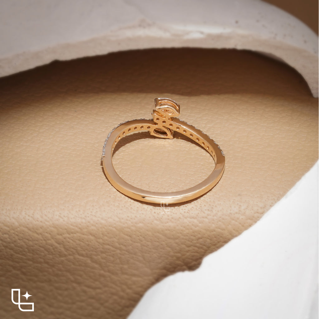 Marquise Cut Bypass Ring with Pavé Band – 1.10 CT Total Diamond Weight