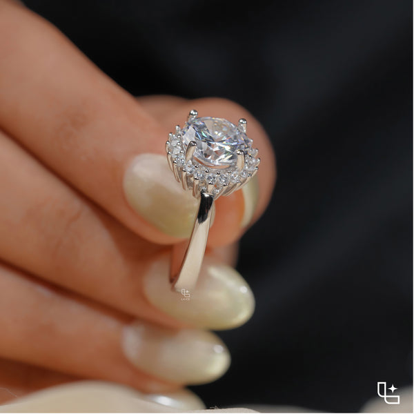Round Halo Engagement Ring with Sparkling Accent Stones