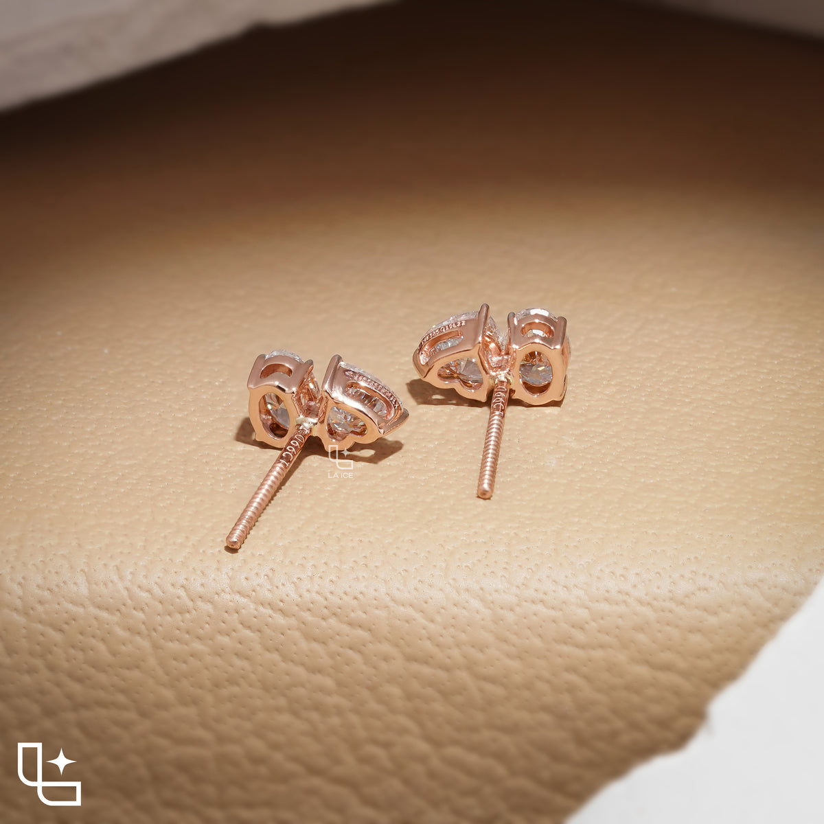 Oval and Heart Shaped Two Stone Stud Earrings with a Romantic Mixed Shape Design, 1.50 CT Total Diamond Weight