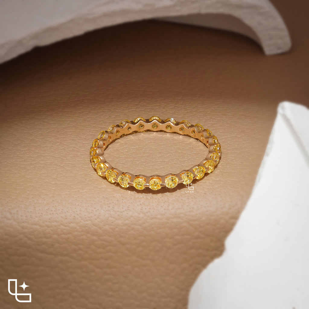 Round Cut Eternity Band Ring, Full Circle Sparkling Stone Wedding Band