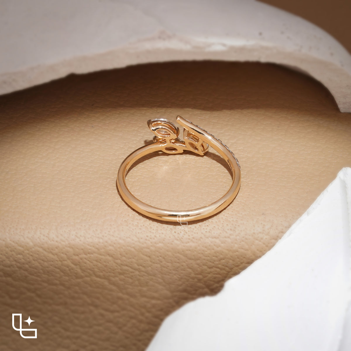 Three Marquise Stone Bypass Ring – 0.60 CT Center, 0.80 CT Side